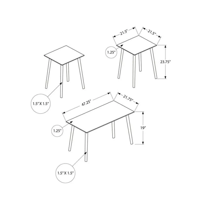 Monarch 3 Pcs Coffee Table Set -