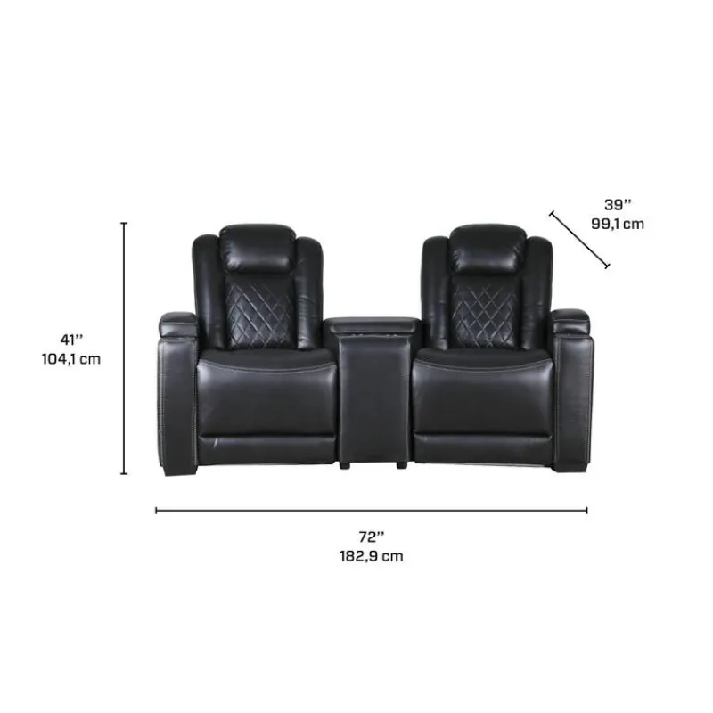 2 Power Modular Recliners and Angular Console with Cup Holders - 3 pcs