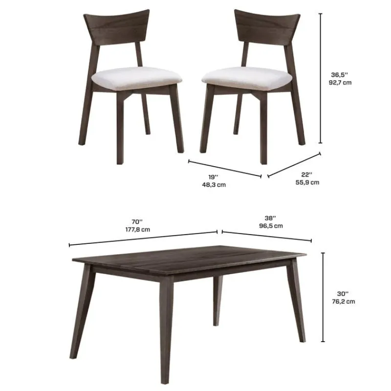 Arboit Poitras 70" Rectangular Dining Table with 6 Chairs -