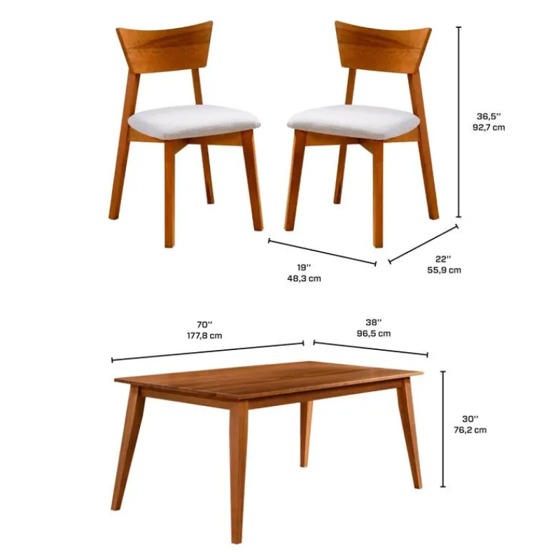 Arboit Poitras 70" Rectangular Dining Table with 6 Chairs -