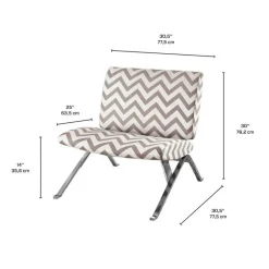 Monarch Accent chair - " chevron " with chrome metal