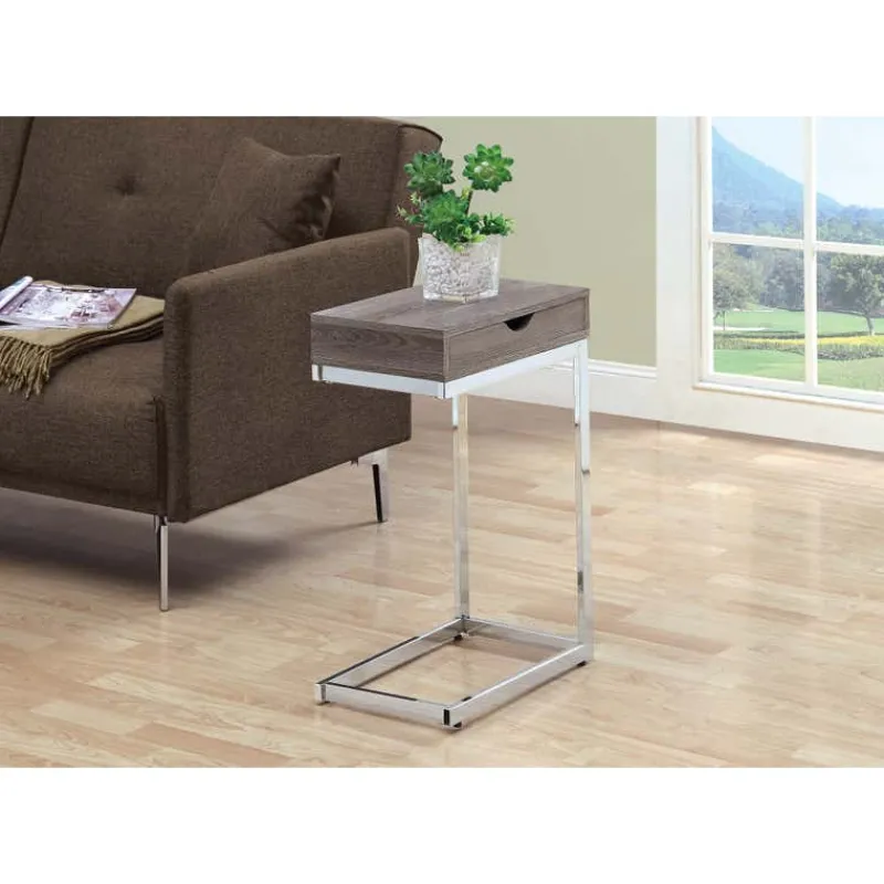 Monarch Accent table - chrome metal / with a drawer -