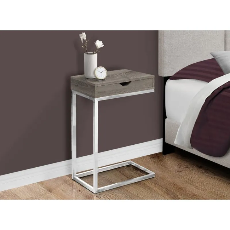Monarch Accent table - chrome metal / with a drawer -