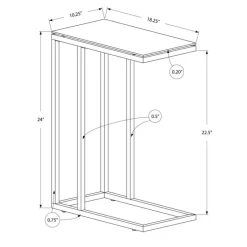 Monarch Accent table - metal with frosted tempered glass -