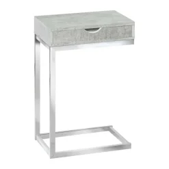 Monarch Accent table - chrome metal / cement with a drawer -