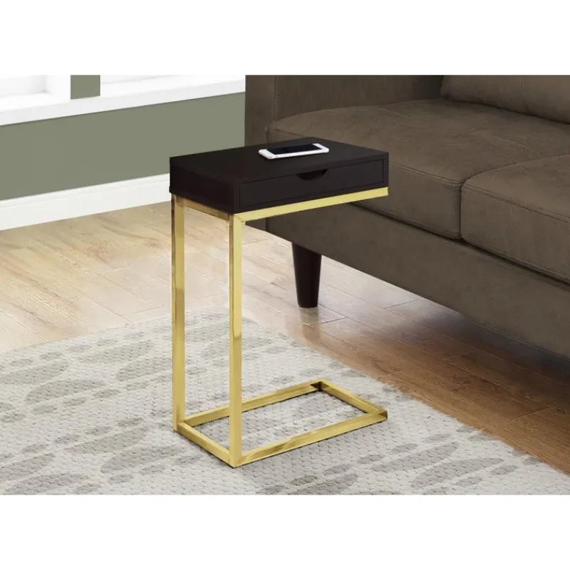 Monarch Accent table - / gold metal with a drawer -