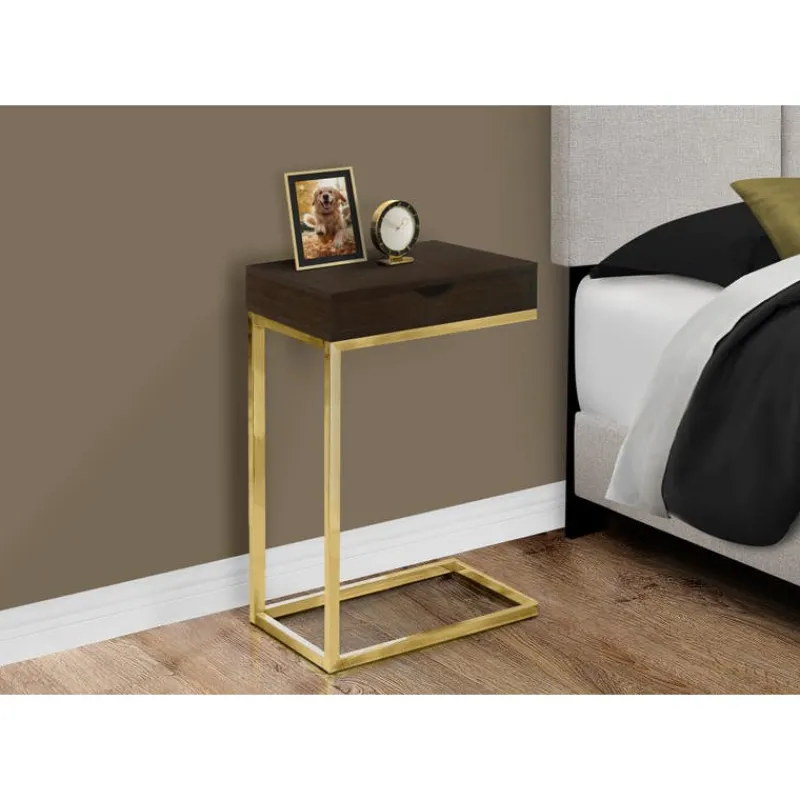 Monarch Accent table - / gold metal with a drawer -