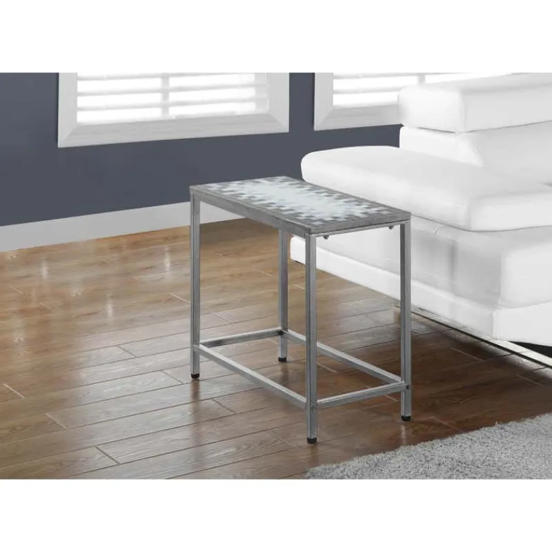 Monarch Accent table - / blue tile top / hammered silver -