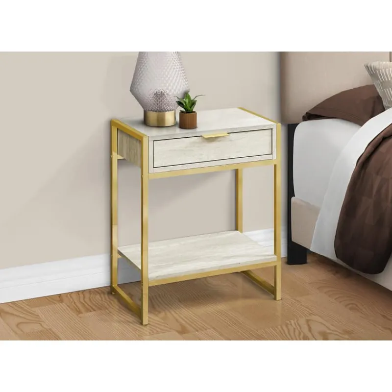 Monarch Accent table - 24"h / marble / gold metal -