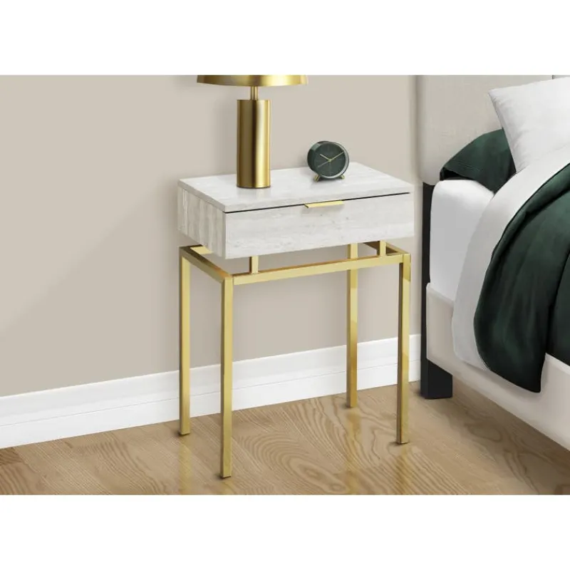 Monarch Accent table - 24"h / marble / gold metal -