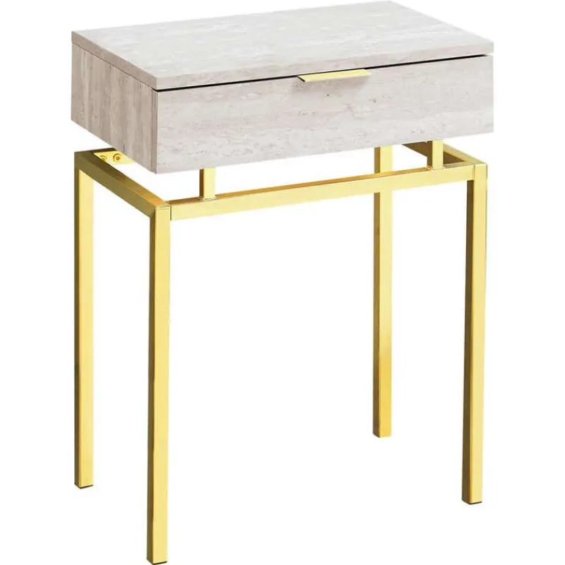 Monarch Accent table - 24"h / marble / gold metal -