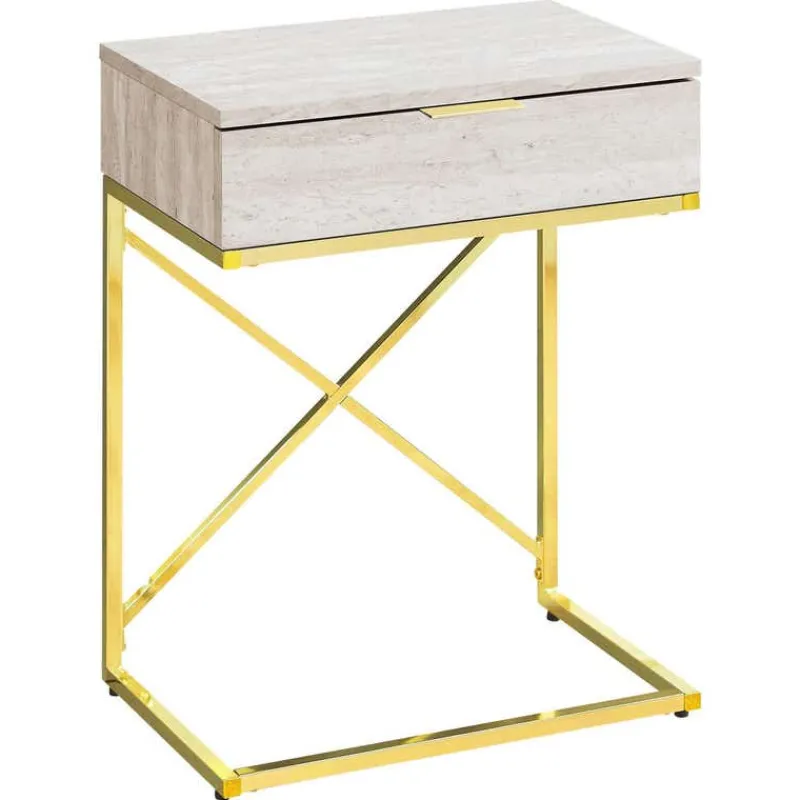 Monarch Accent table - 24"h / marble / gold metal -