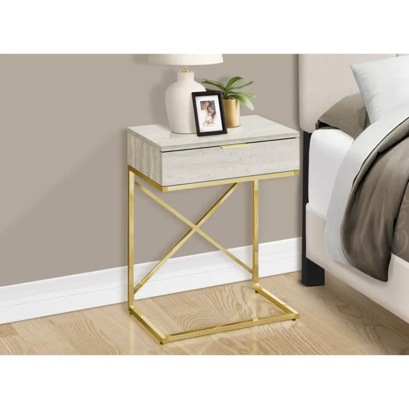 Monarch Accent table - 24"h / marble / gold metal -