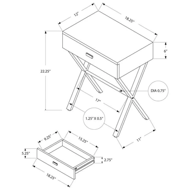 Monarch Accent table - 24"h / / chrome metal -