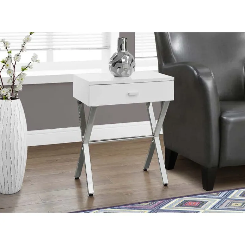 Monarch Accent table - 24"h / glossy / chrome metal -