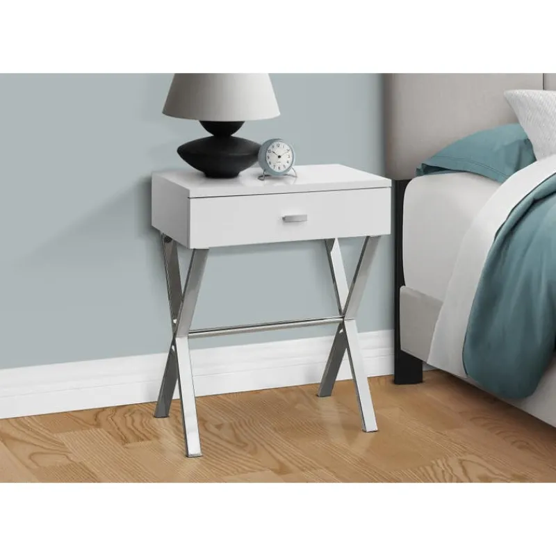 Monarch Accent table - 24"h / glossy / chrome metal -