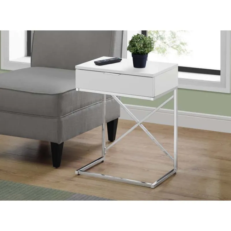 Monarch Accent table - 24"h / glossy / chrome metal -