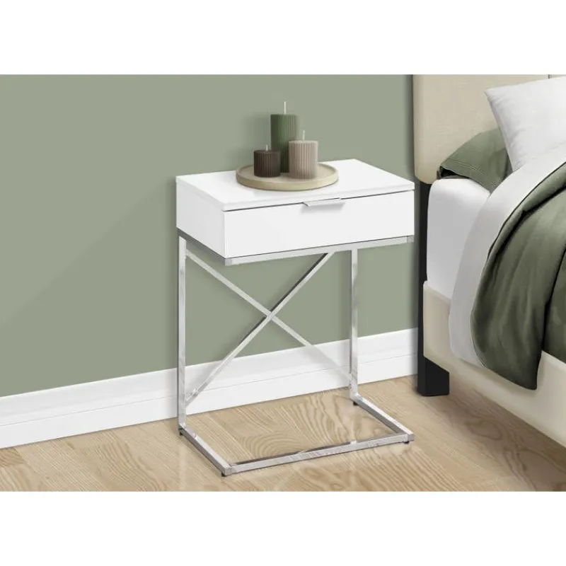 Monarch Accent table - 24"h / glossy / chrome metal -