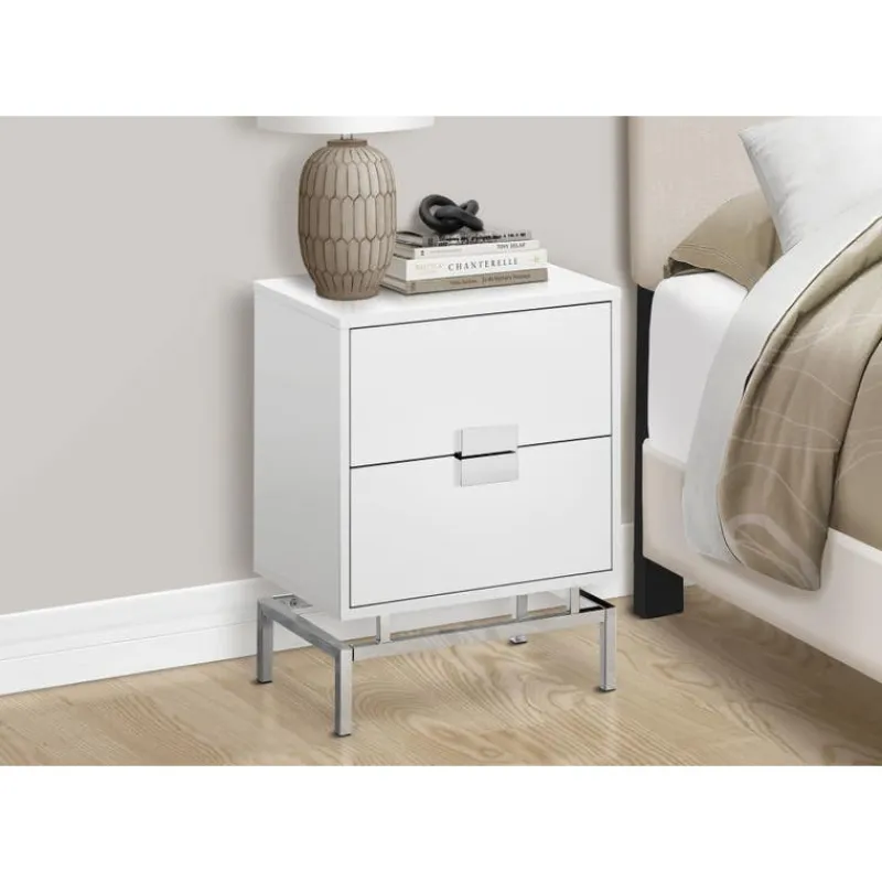 Monarch Accent table - 24"h / glossy / chrome metal -