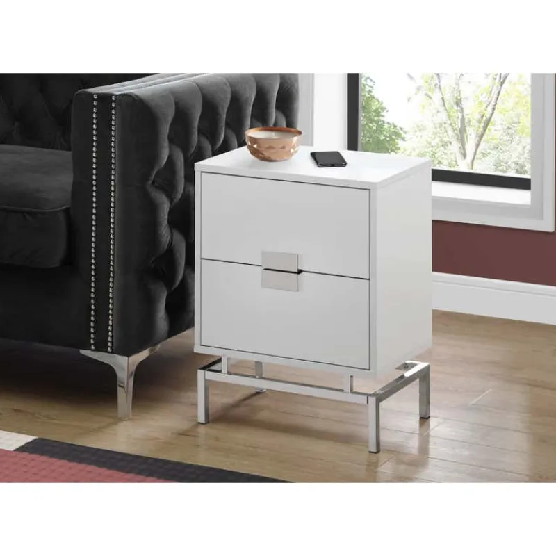 Monarch Accent table - 24"h / glossy / chrome metal -