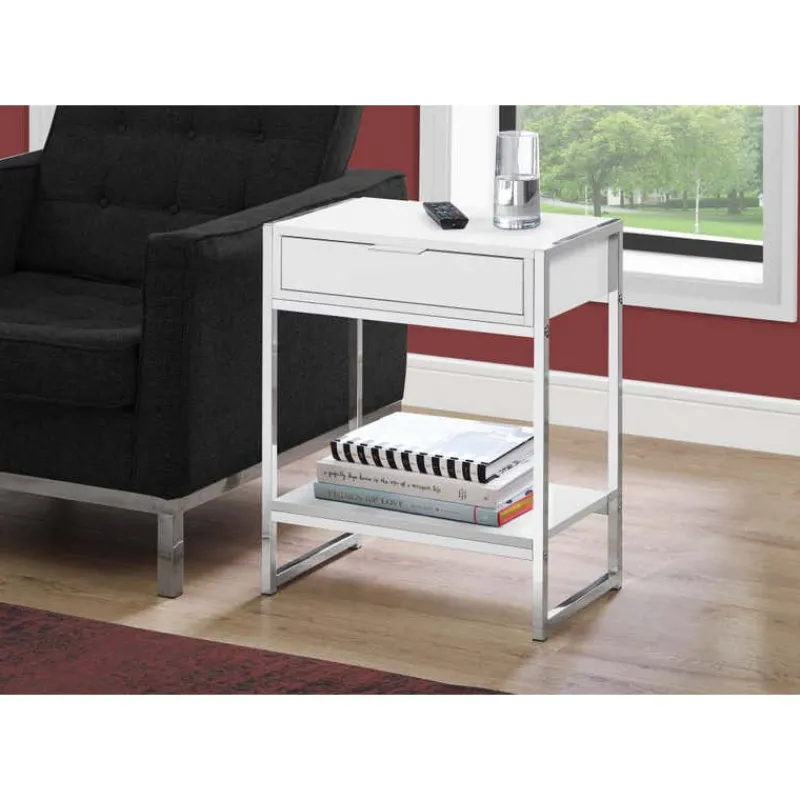 Monarch Accent table - 24"h / glossy / chrome metal -
