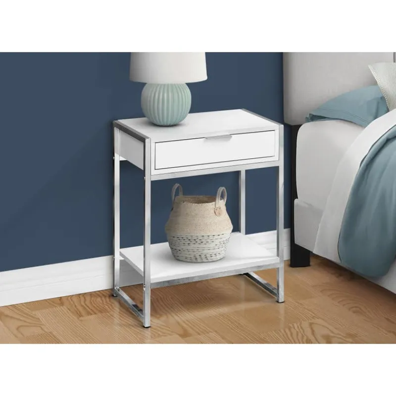 Monarch Accent table - 24"h / glossy / chrome metal -