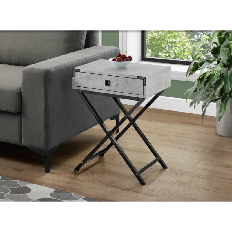 Monarch Accent table - 24"h / cement / black nickel metal -