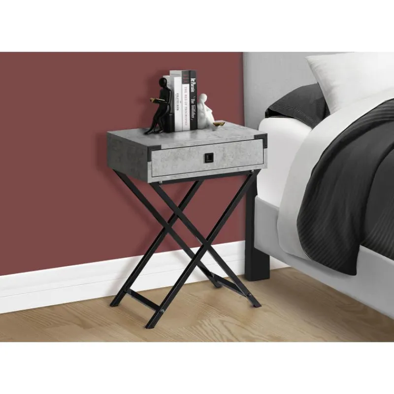 Monarch Accent table - 24"h / cement / black nickel metal -