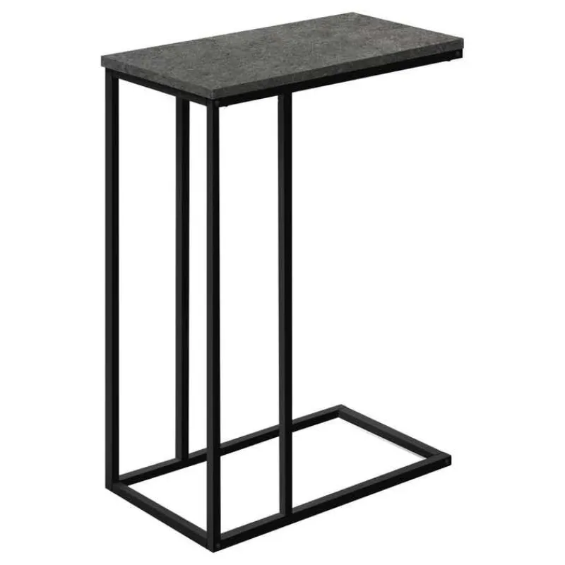 Monarch Accent table - 25"h / stone-look / black metal -