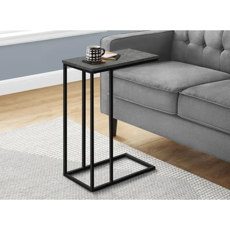 Monarch Accent table - 25"h / stone-look / black metal -
