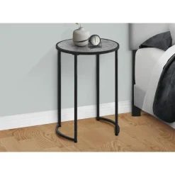Monarch Accent table - 24"h / stone-look / black metal -