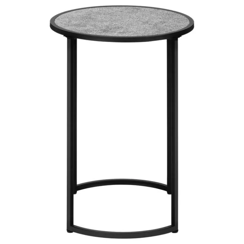 Monarch Accent table - 24"h / stone-look / black metal -
