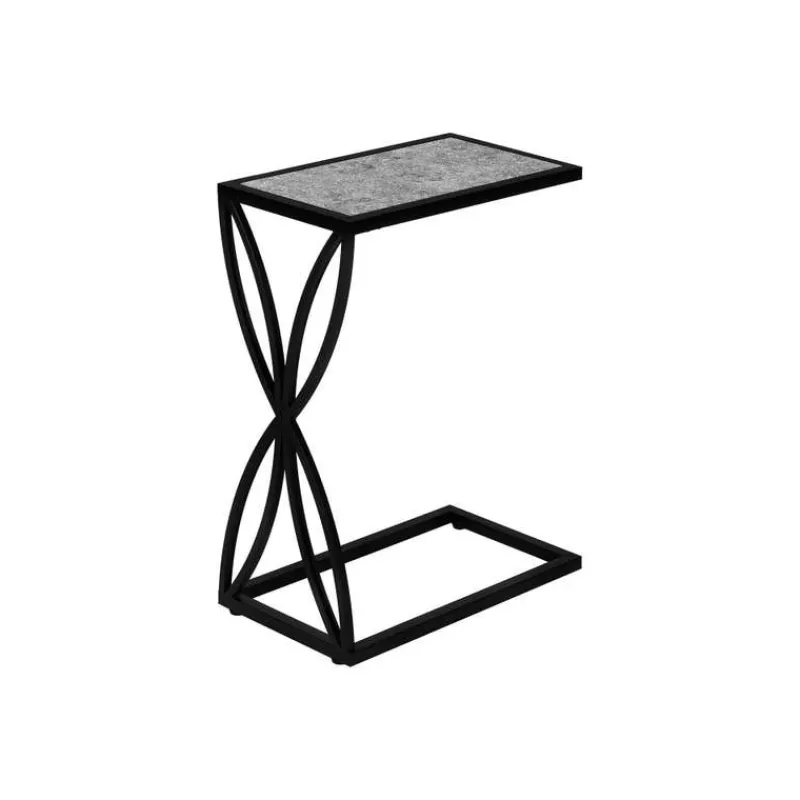 Monarch Accent table - 25"h / stone-look / black metal -