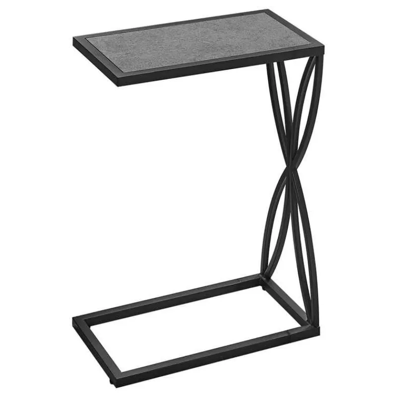 Monarch Accent table - 25"h / stone-look / black metal -