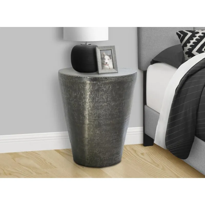 Monarch Accent table - 22"h / grey iron metal drum end -