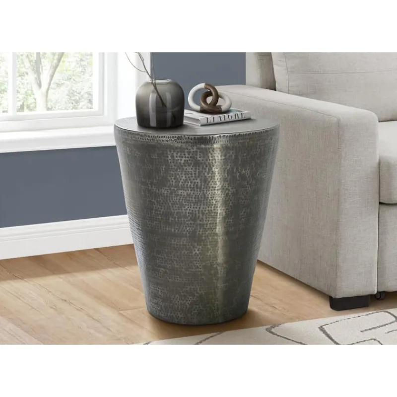Monarch Accent table - 22"h / grey iron metal drum end -
