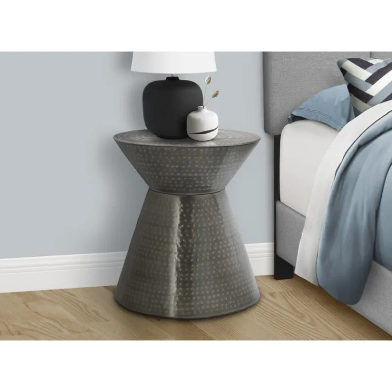 Monarch Accent table - 22"h / grey iron metal drum end -
