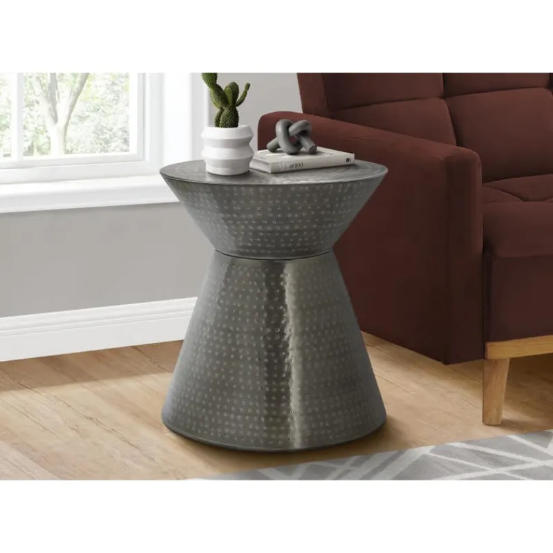 Monarch Accent table - 22"h / grey iron metal drum end -