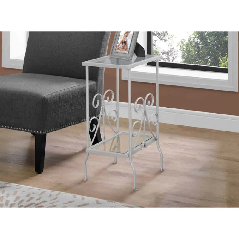 Monarch Accent table - 30"h / metal with tempered glass -