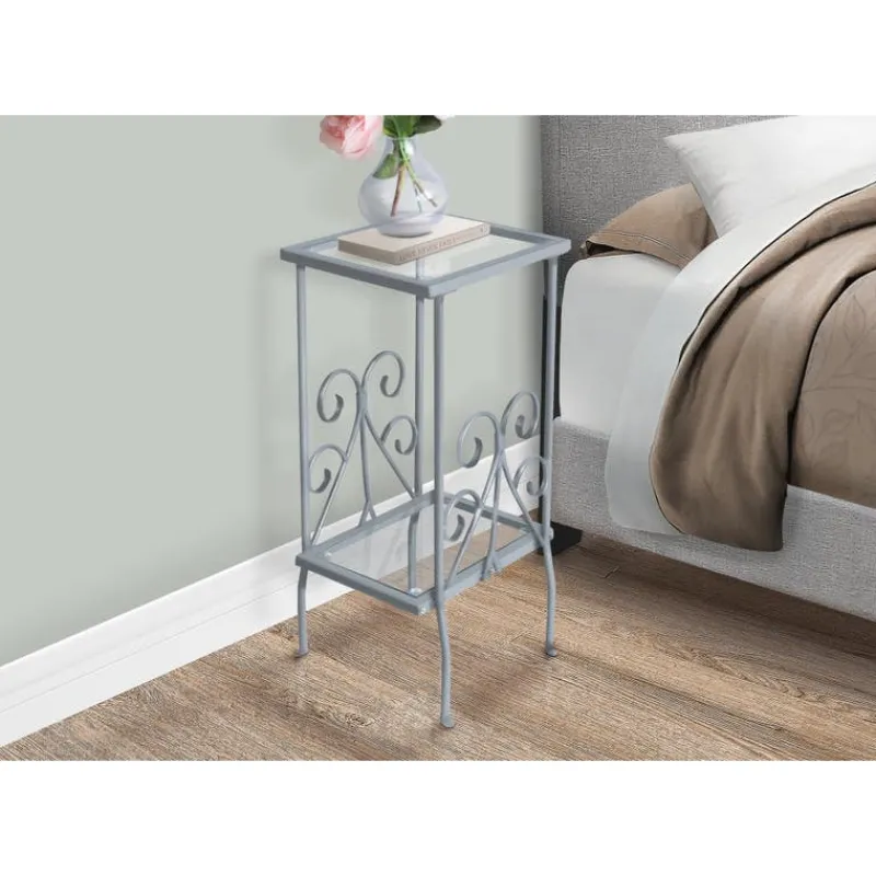 Monarch Accent table - 30"h / metal with tempered glass -