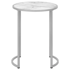 Monarch Accent table - 24"h / marble-look / silver metal -
