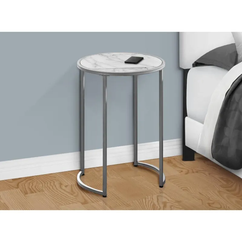 Monarch Accent table - 24"h / marble-look / silver metal -