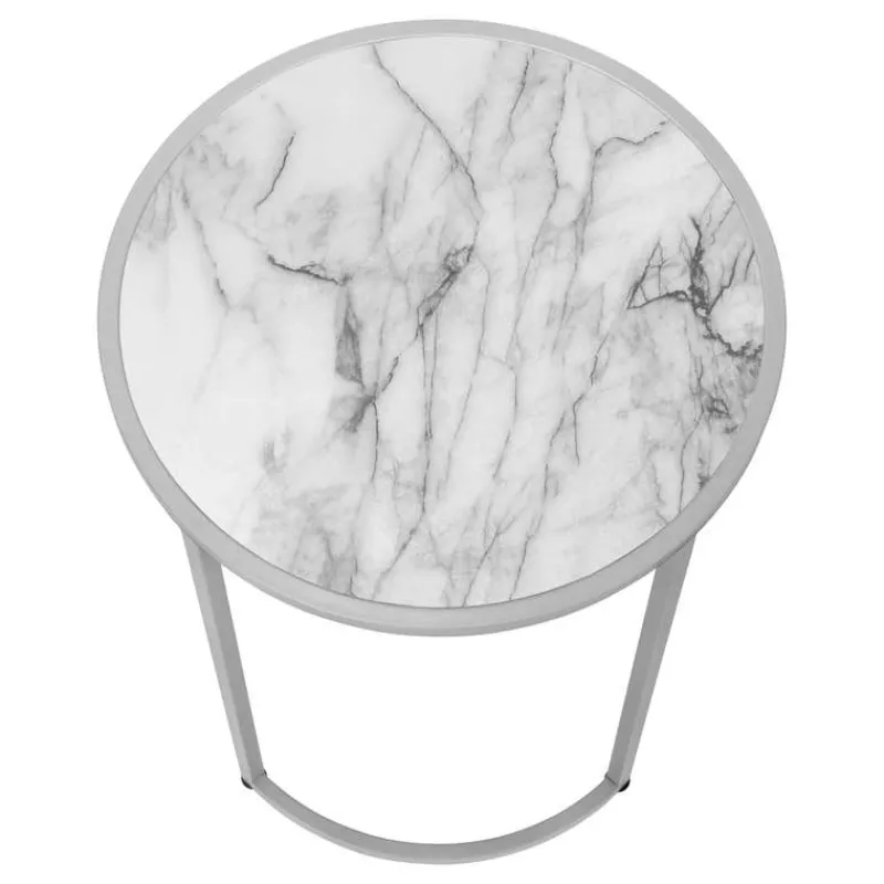 Monarch Accent table - 24"h / marble-look / silver metal -