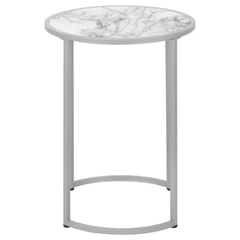 Monarch Accent table - 24"h / marble-look / silver metal -