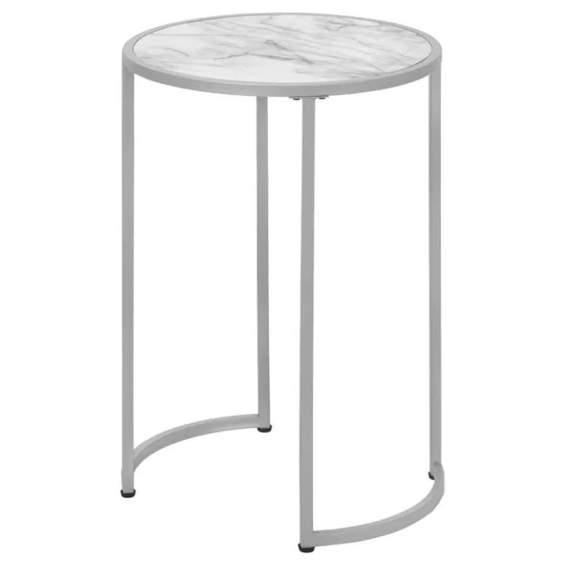 Monarch Accent table - 24"h / marble-look / silver metal -
