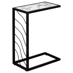 Monarch Accent table - 25"h / marble-look / black metal -