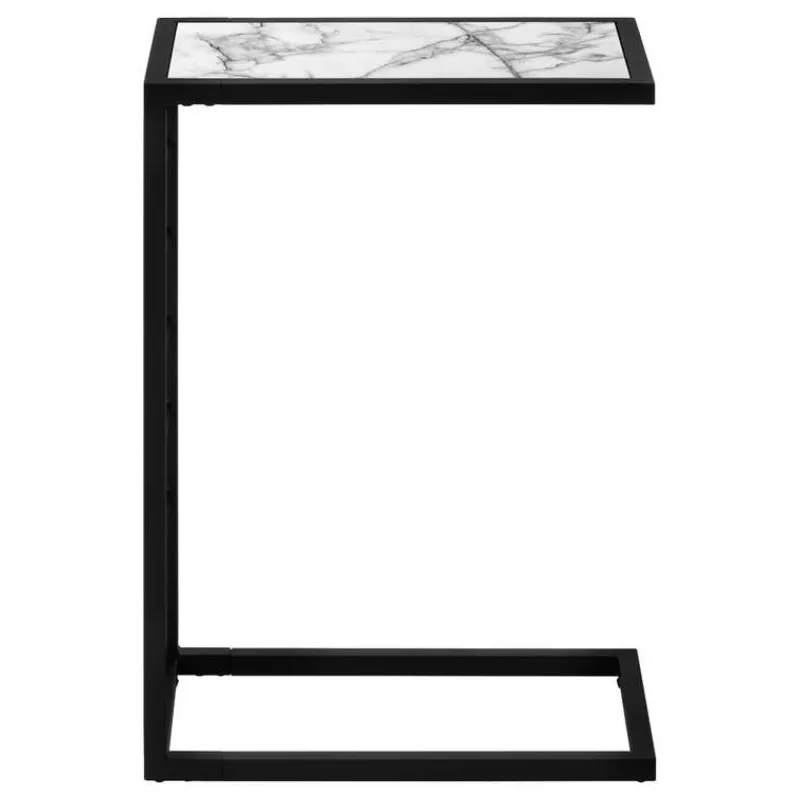 Monarch Accent table - 25"h / marble-look / black metal -