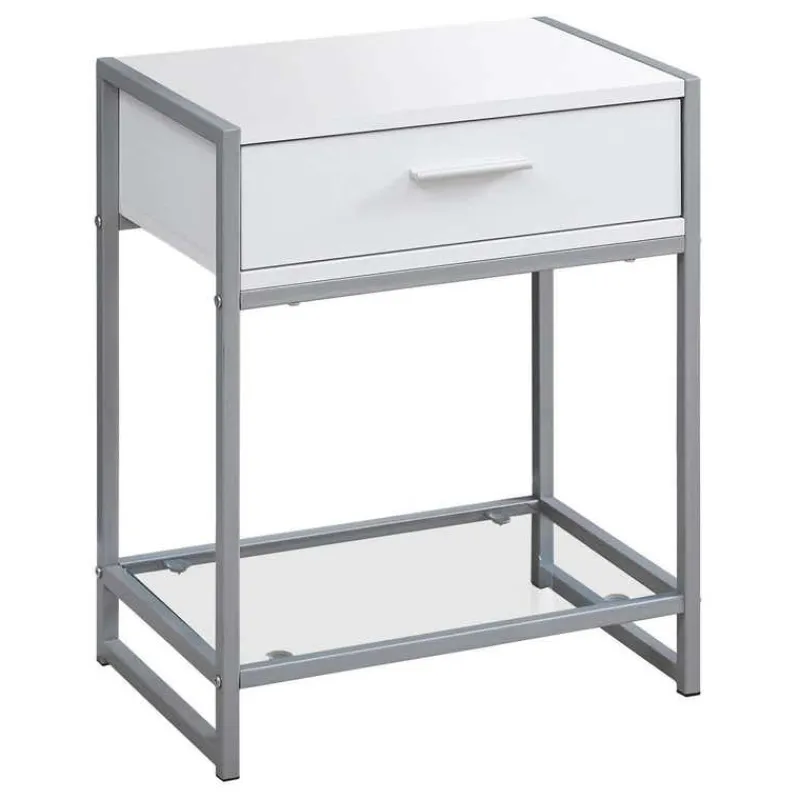Monarch Accent table - 22"h / / silver metal/ tempered glass -