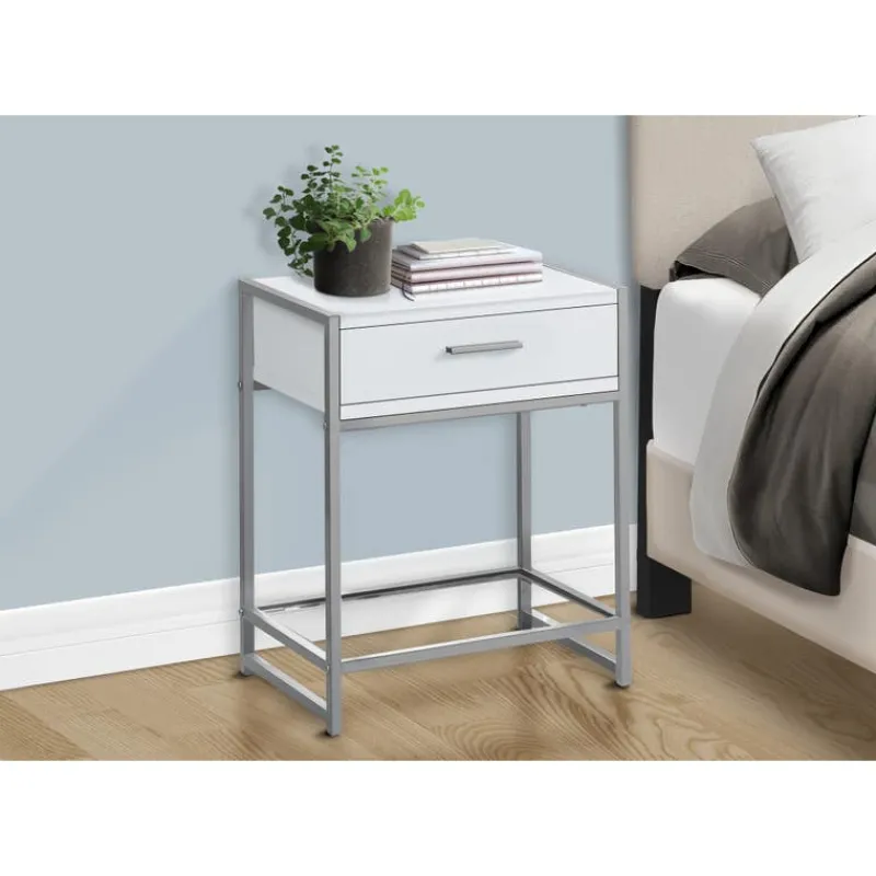 Monarch Accent table - 22"h / / silver metal/ tempered glass -