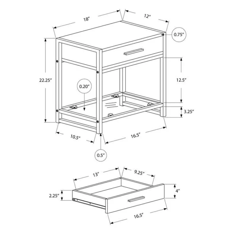 Monarch Accent table - 22"h / / silver metal/ tempered glass -